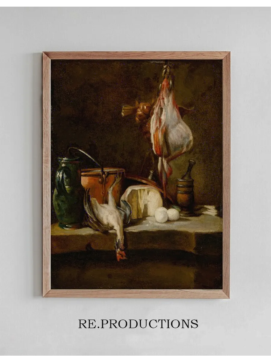 Still Life with a Ray - Fish, a Basket of Onions, Eggs, Cheese, a Green Jug and a Copper Pot