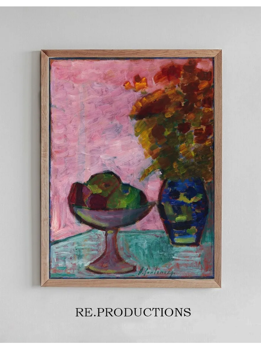 Stillleben Mit Fruchtschale Und Blumenvase