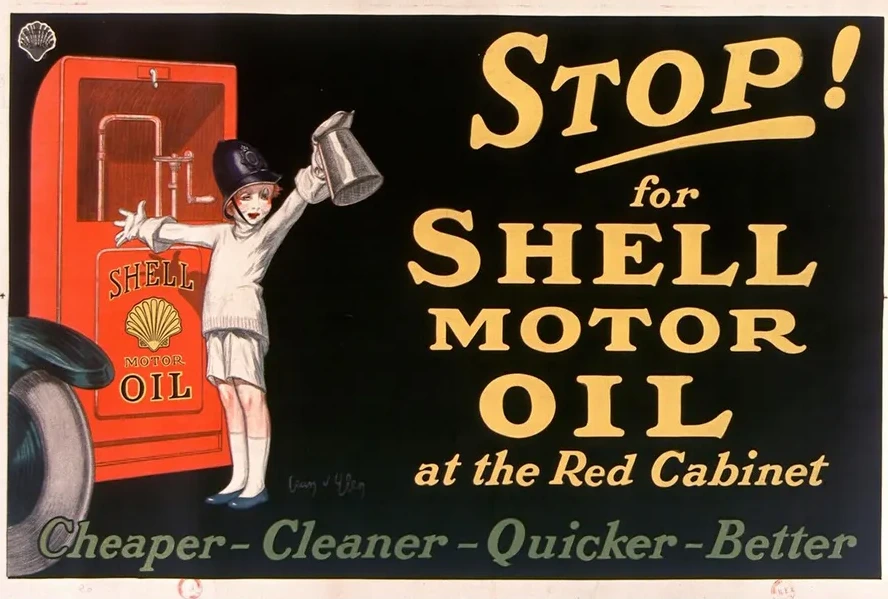 Stop for Shell Motor Oil at the Red Cabinet