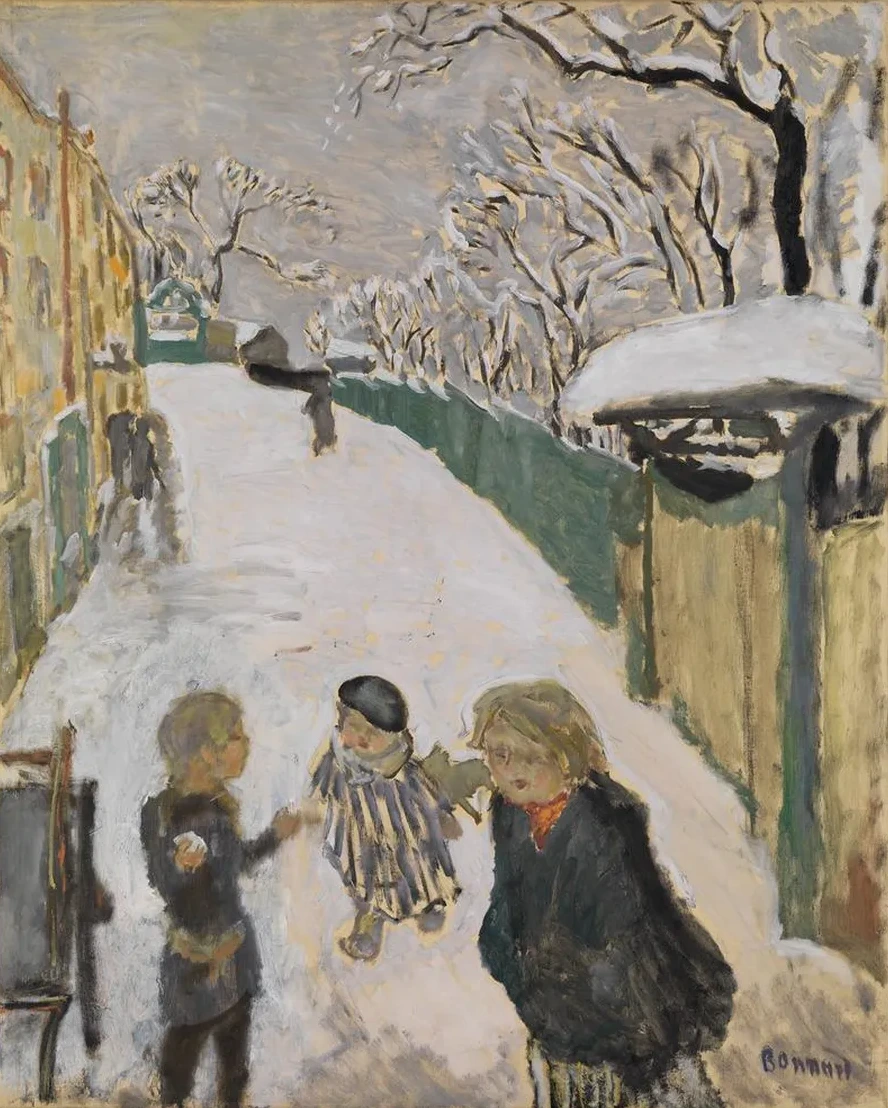 Stra E IM Schnee Mit Spielenden Kindern