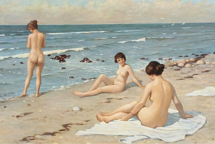 Strandparti Med Badende Kvinder (kopi)