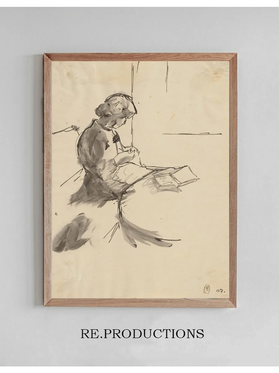 Strickende Frau, Auf Dem Tisch Ein Buch Liegend