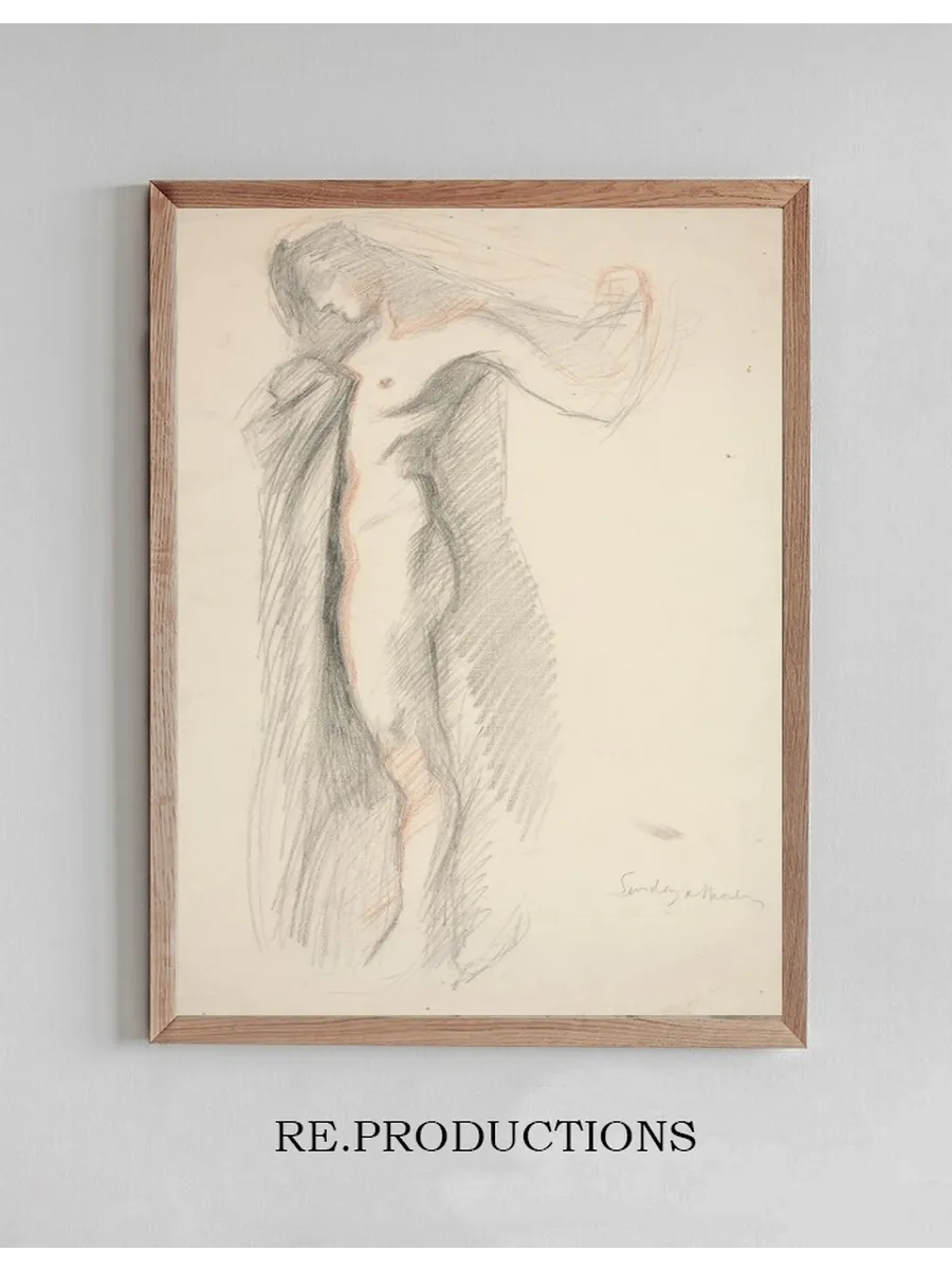 Sttudy of Figure of 6 Pm, for the Hours Mural at the State Capitol Building in Harrisburg, Pennsylvania