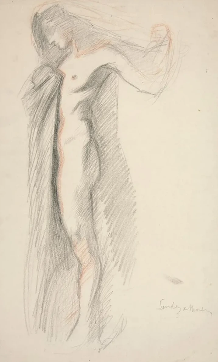 Sttudy of Figure of 6 Pm, for the Hours Mural at the State Capitol Building in Harrisburg, Pennsylvania