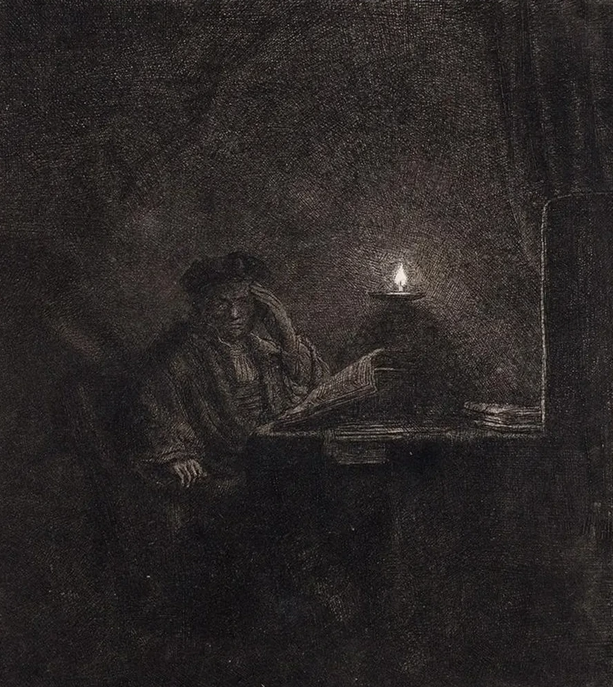 Student at a Table by Candlelight