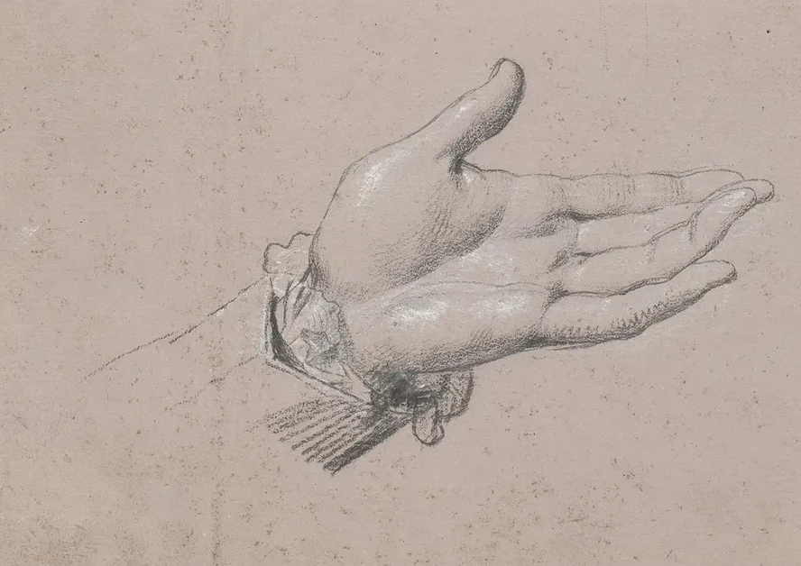 Studie af En Venstre H Nd, Anvendt I Helfigursportr Ttet af Frederik Den Sjette Som Kronprins Fra 1786 P Amali