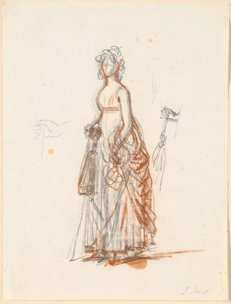 Studie Til Det Rybergske Familiebillede Fru Rybergs Figur Og H Jre H Nd Med En Parasol