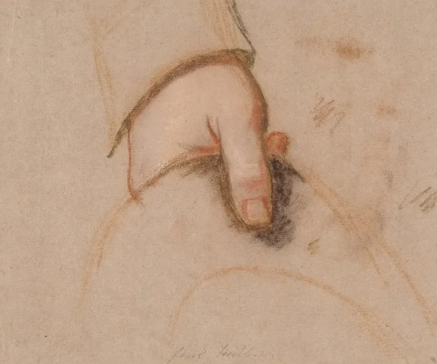Studie Til Det Rybergske Familiebillede Johan Christian Rybergs Venstre H Nd Holdende En Hat