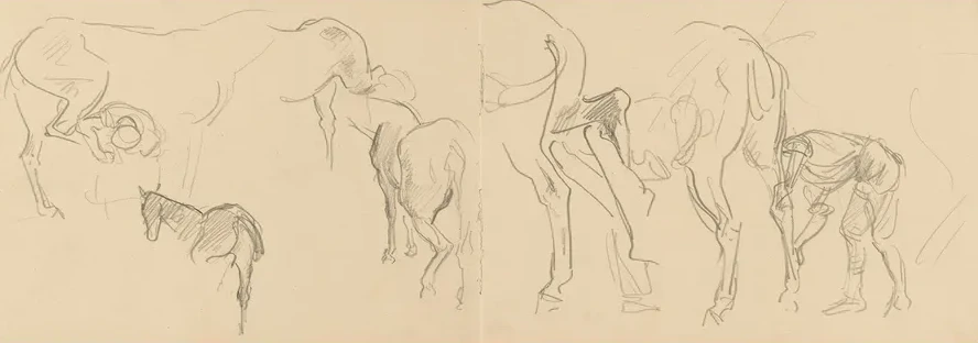 Studies for Shoeing Calvary Horses at the Front