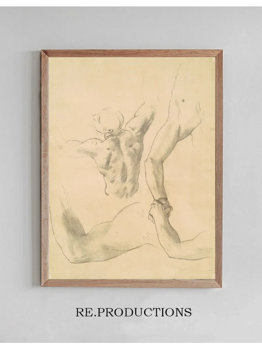 Studies for Two Classical Male Figures Wrestling