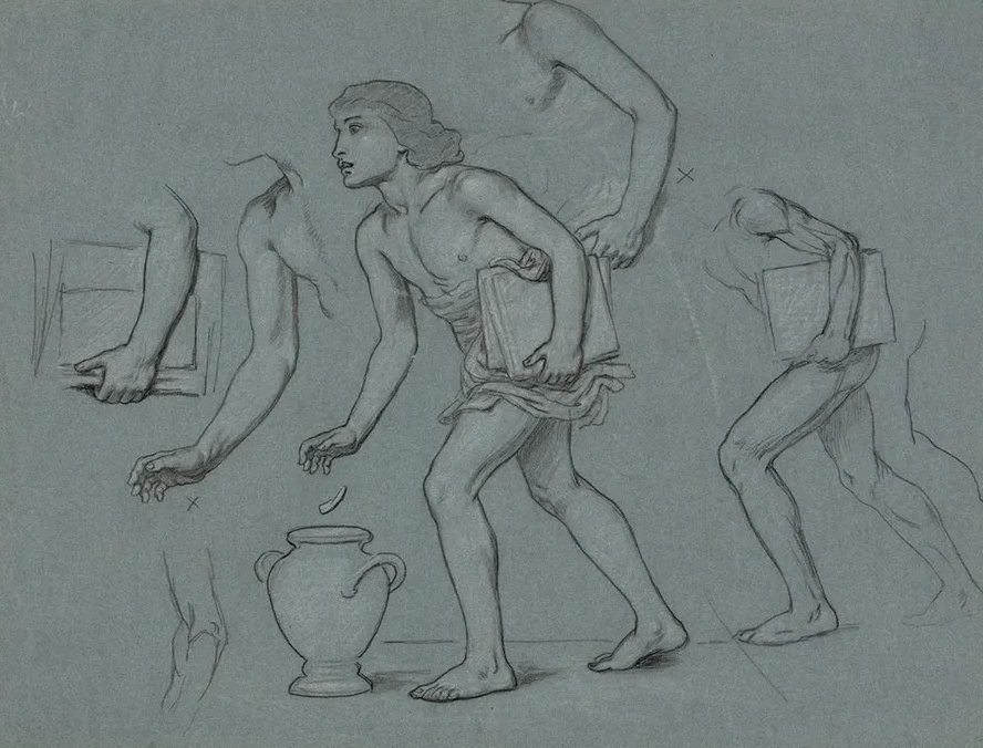 Studies for the Arm, Body, Books, and Urn of Male Figure Representing an Educated Electorate