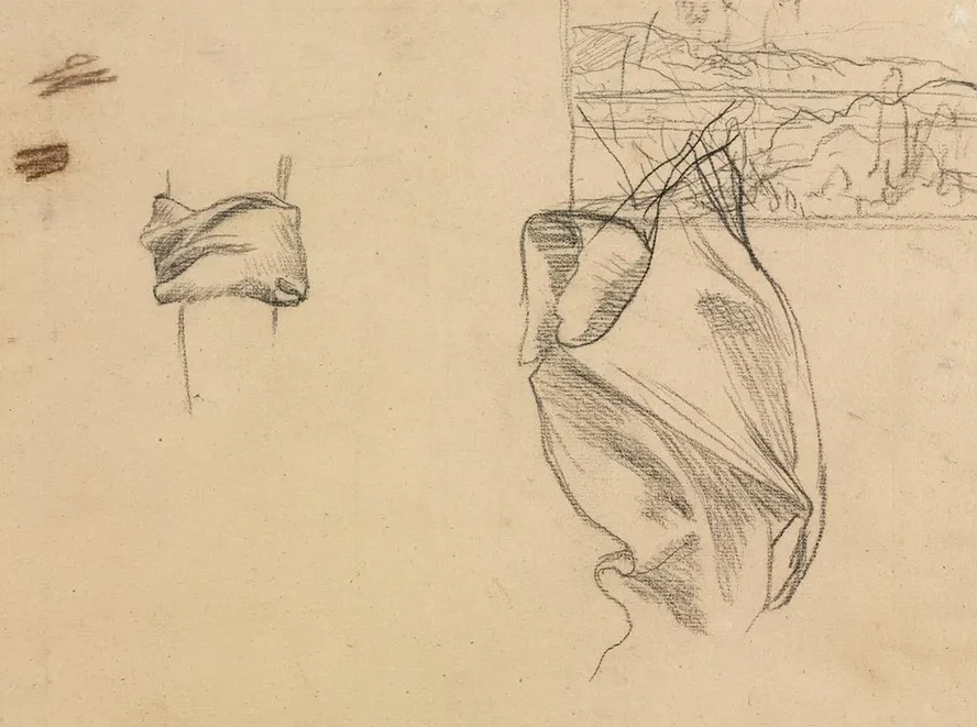 Studies of Drapery and Study of a Landscape