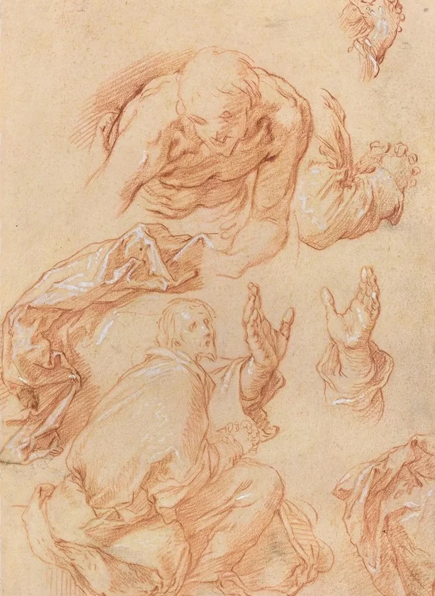 Studies of Hands and Bending Figures
