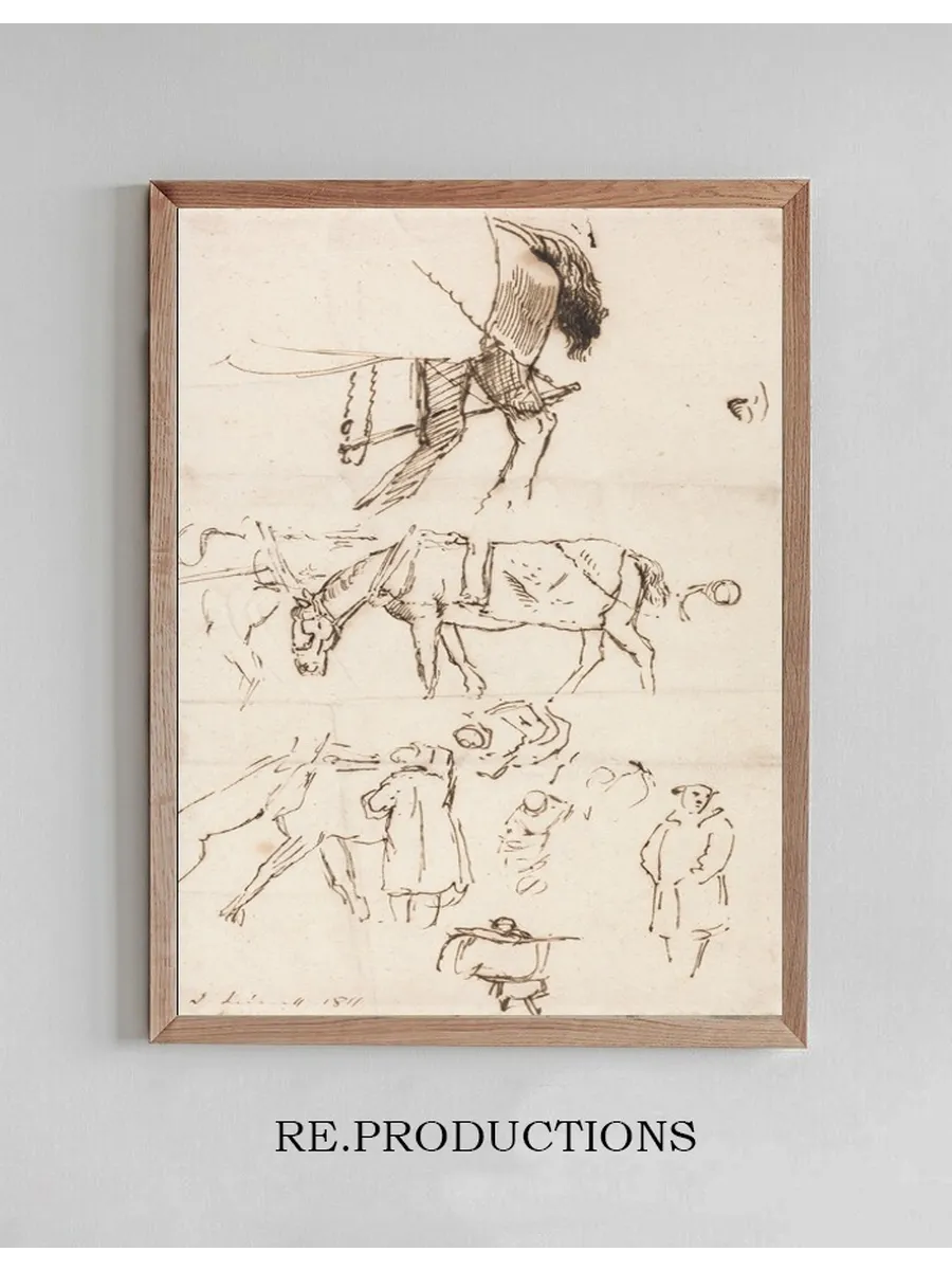Studies of Horses, Men and Carriages