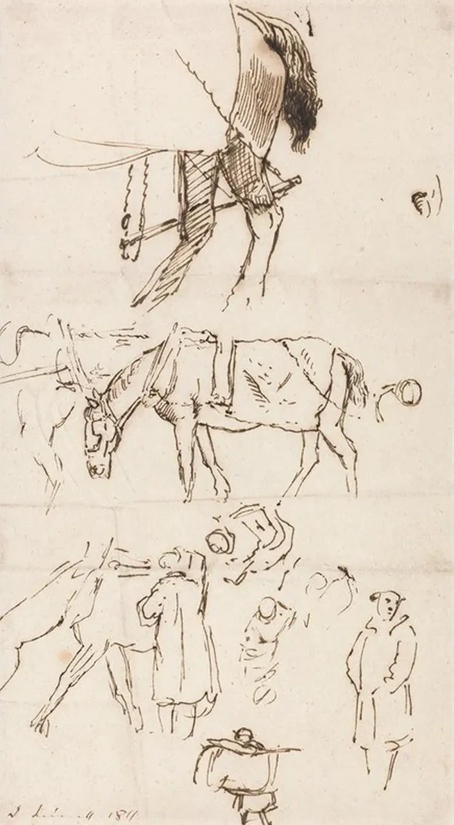 Studies of Horses, Men and Carriages