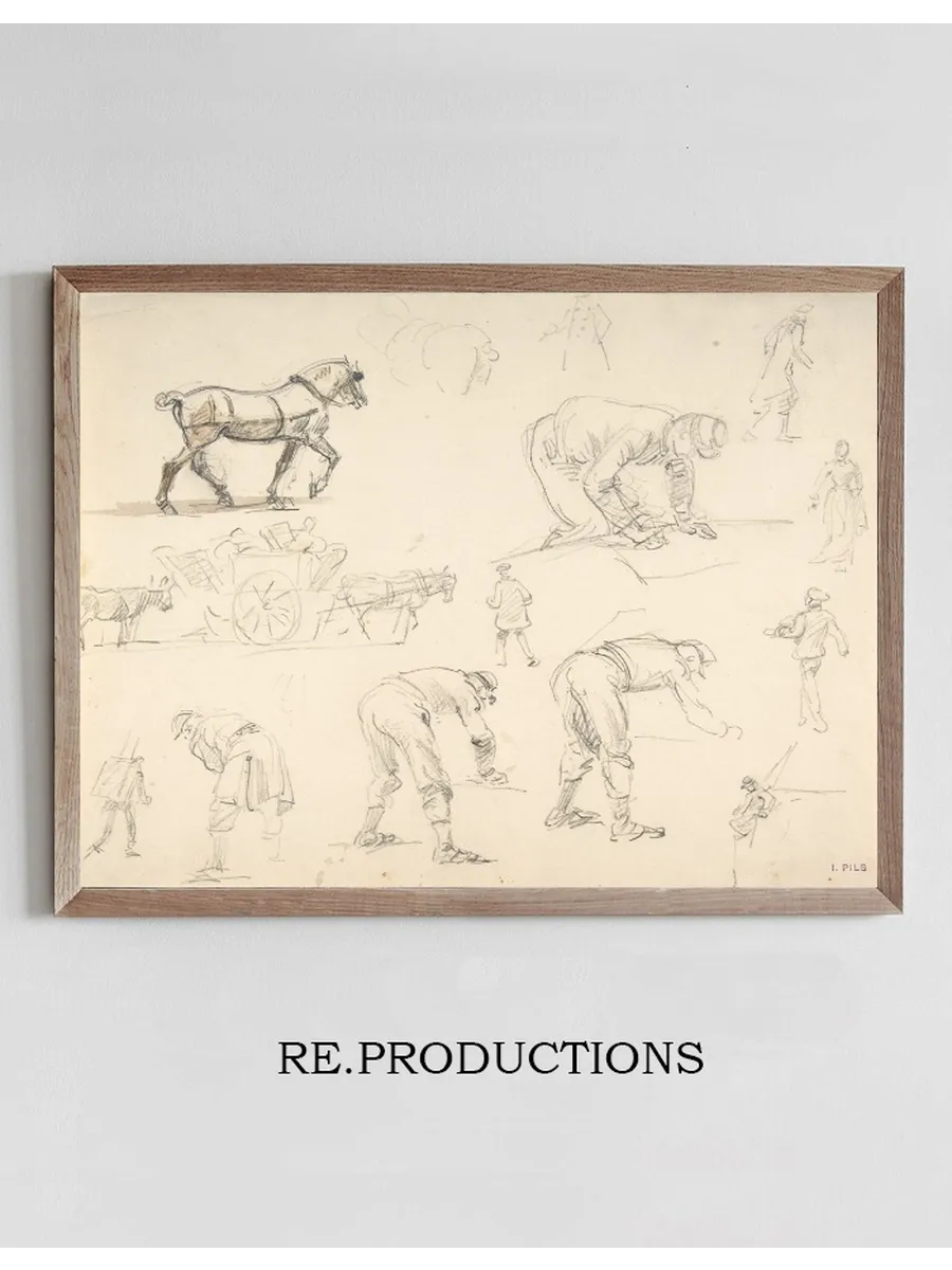 Studies of Soldiers and Cart Horses