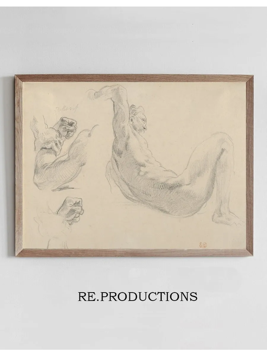 Studies of a Fallen Male Nude for Hercules and the Horses of Diomedes