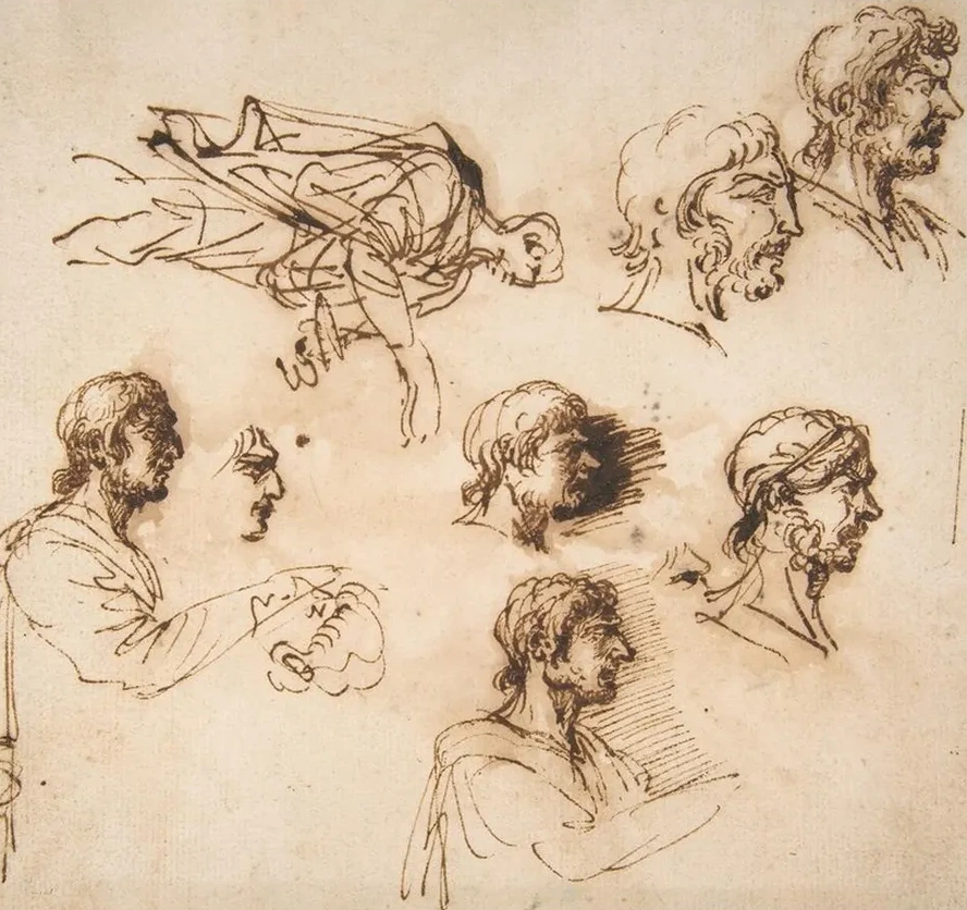 Studies of a Man's Head in Profile, and of a Standing Male Figure
