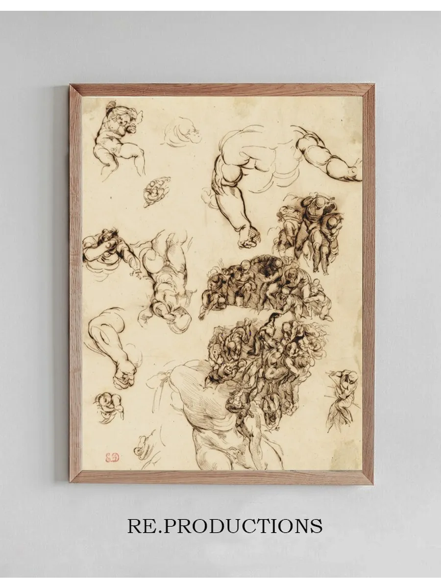Studies of Nude Figures, After Michelangelo