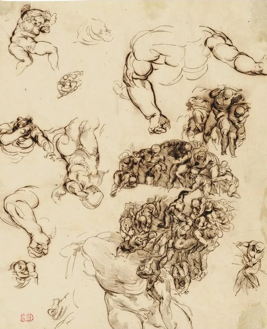 Studies of Nude Figures, After Michelangelo