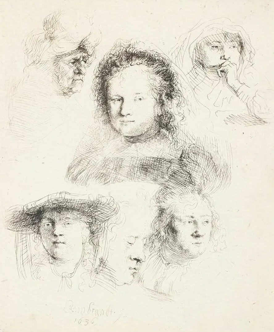 Studies of the Head of Saskia and Others