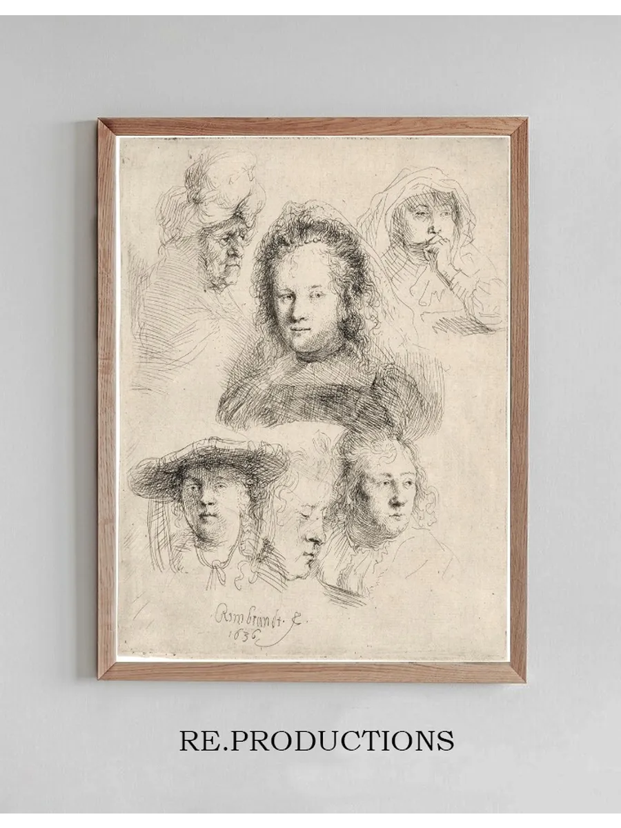 Studies of the Head of Saskia and Others