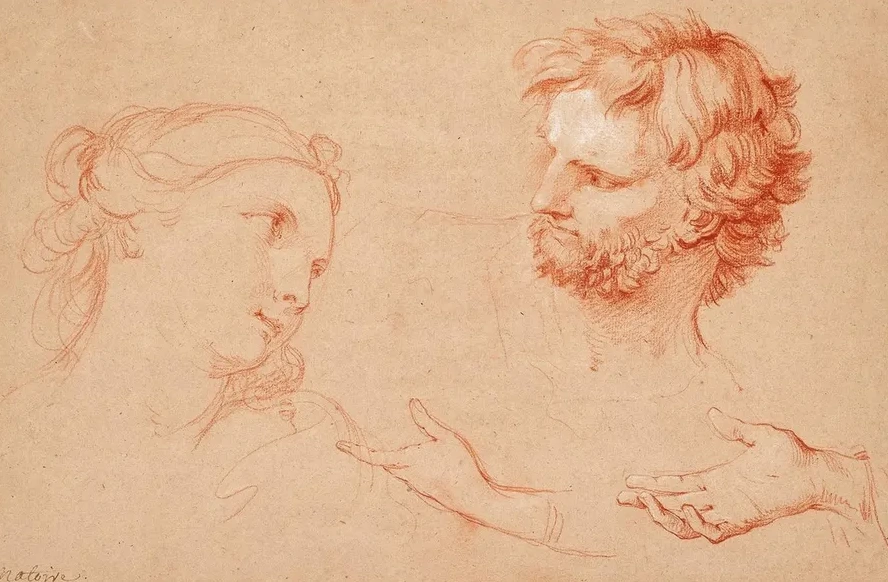 Studies of the Heads of a Woman and of a Bearded Man and Studies of Hands