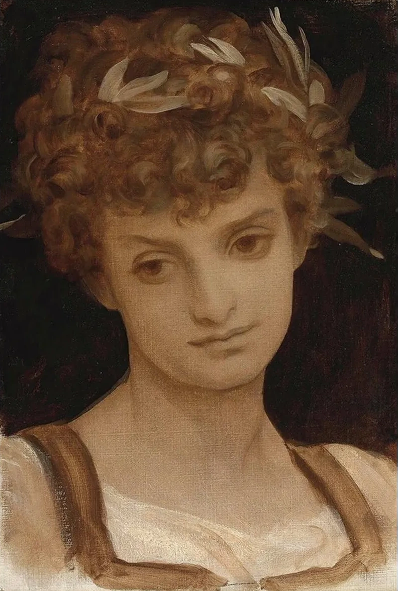 Study Of A Girl's Head, Wreathed In Laurel