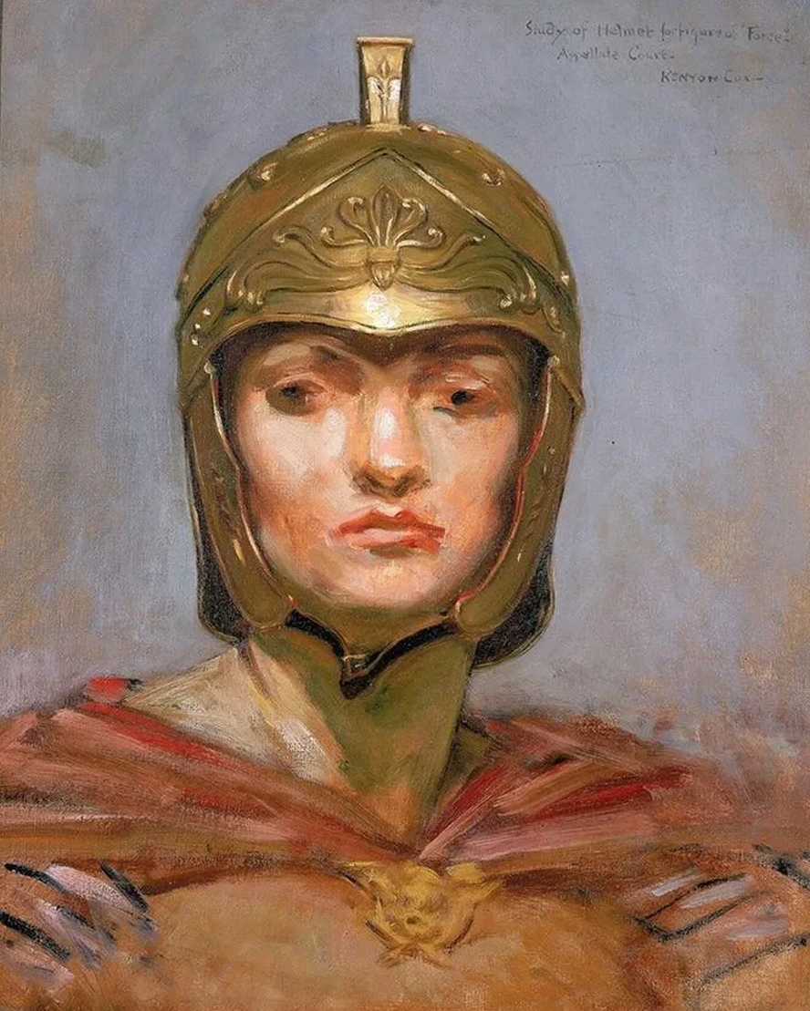 Study for Mural for Appellate Court Building, New York Statute Law, Helmet for Figure of Force