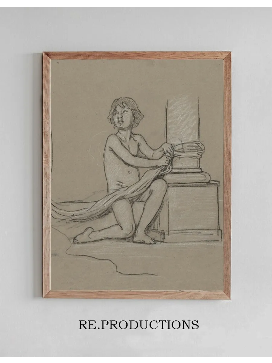Study for Young Boy Crouching Next toColumn
