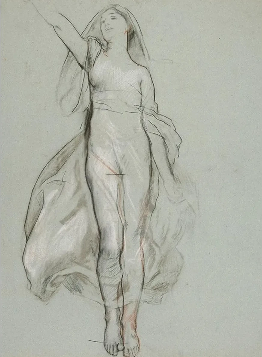 Study for Central Figure in Spirit of Religious Liberty Guiding the Ships Mural at the State Capitol Building