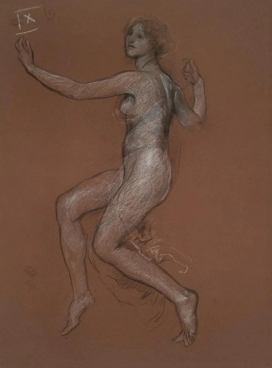 Study for Figure of 9 Am for the Hours Mural for the State Capitol Building in Harrisburg,pennsylvania