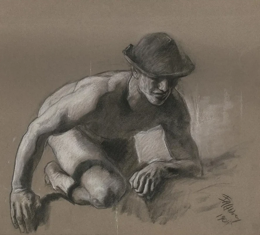 Study for Figure of Miner in Science Revealing the Treasures of the Earth Mural at the State Capitol Building