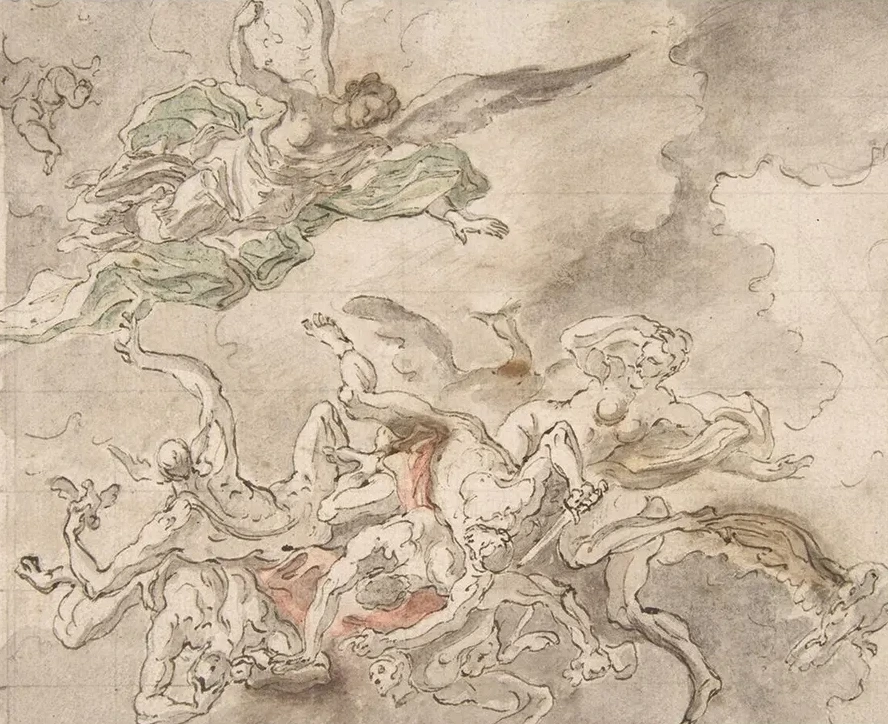 Study for the Fall of Simon Maqus, S. Paolo Maggiare, Naples, 1690