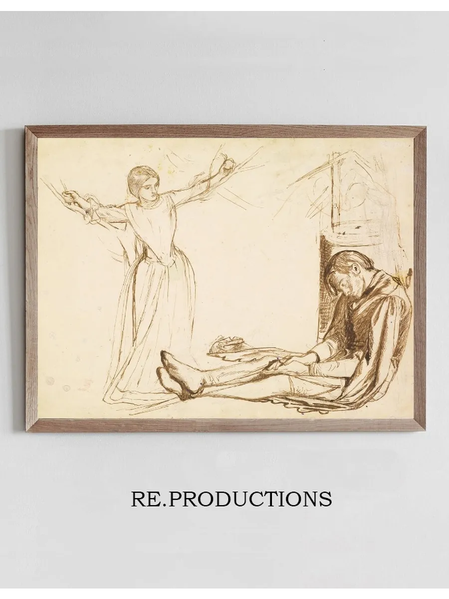 Study for the Figures of Guenevere and Launcelot