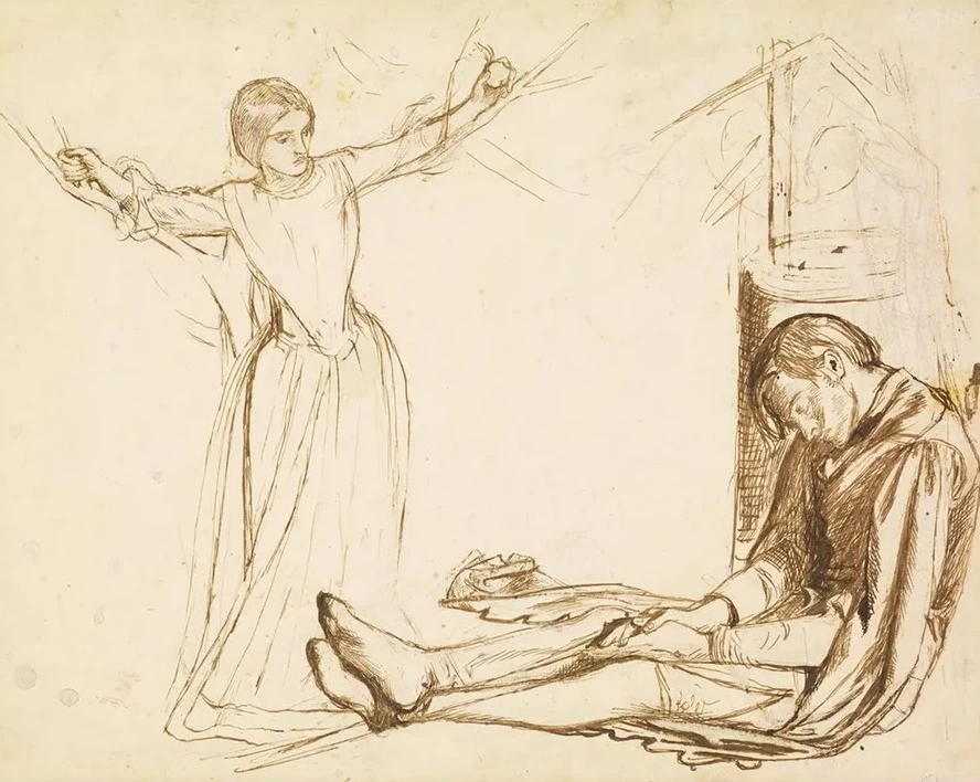 Study for the Figures of Guenevere and Launcelot
