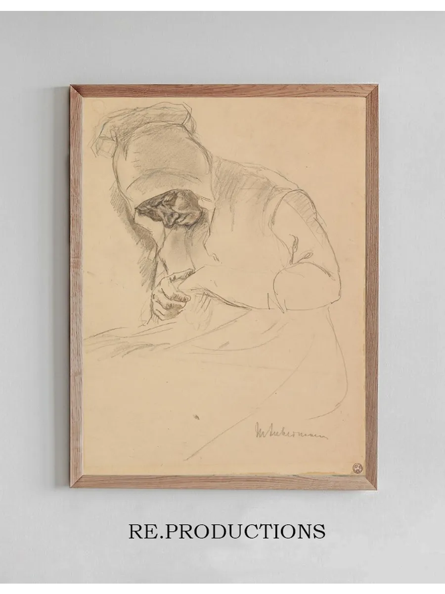 Study for the Painting Stopfende Alte Am Fenster