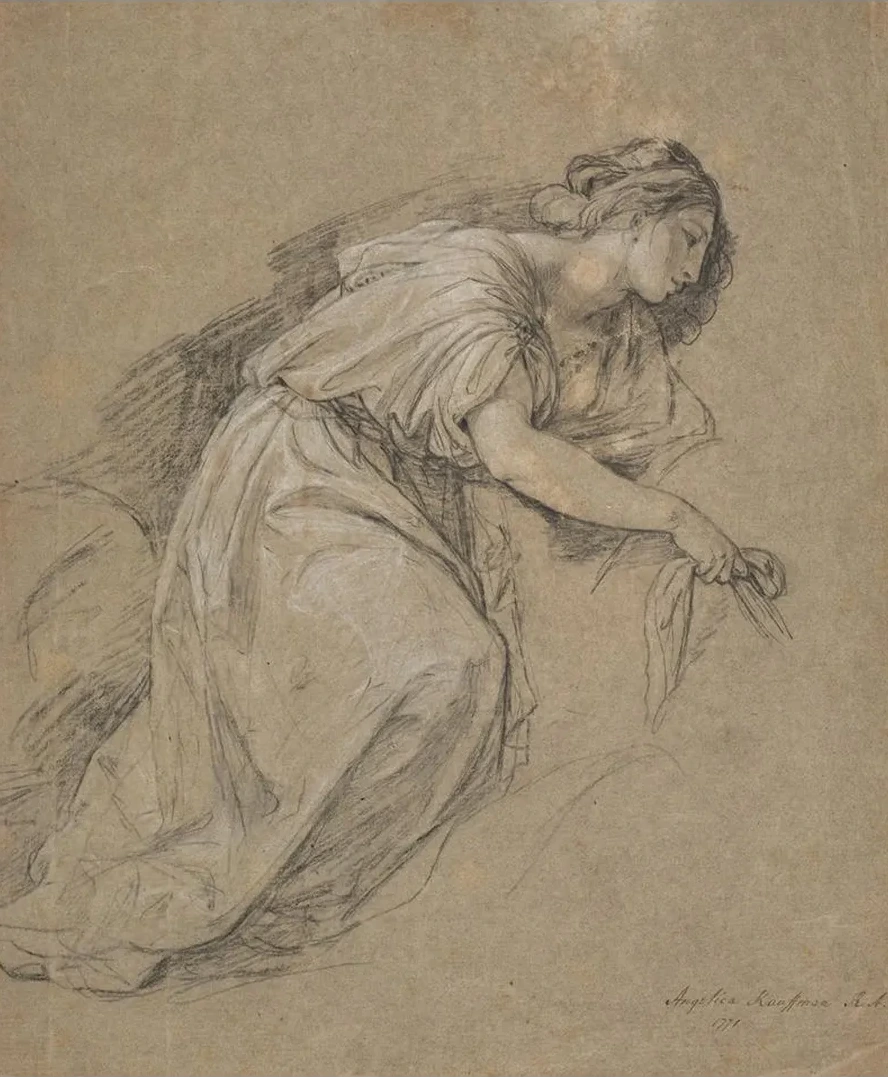 Study from Life of a Kneeling Woman in Profile