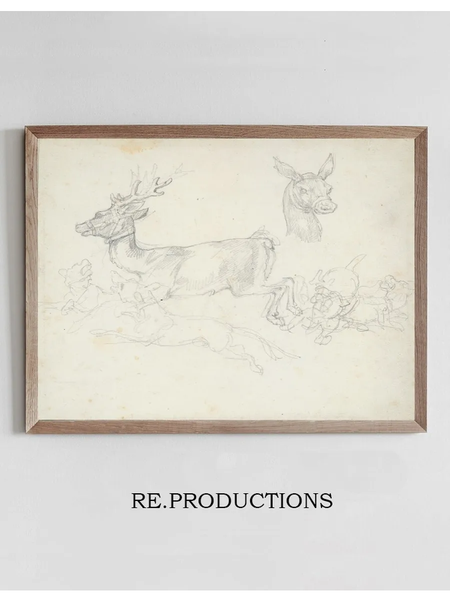 Study of Deer Chased by Dogs, Doe's Head