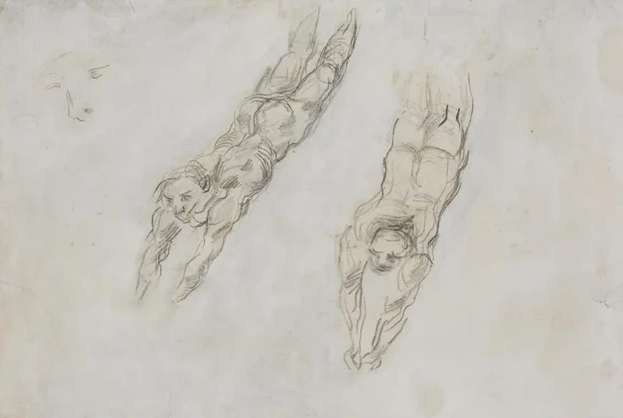 Study of Nudes Diving