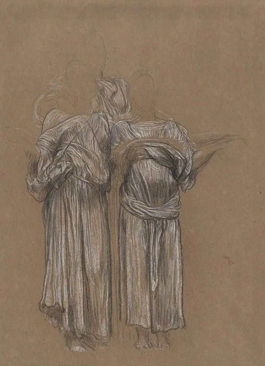 Study of Three Standing Draped Female Figures for Music