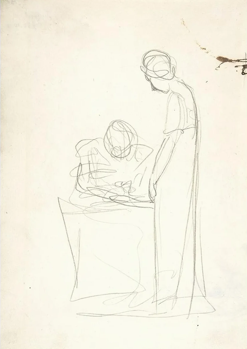 Study of Two Figures One Seated, the Other Standing