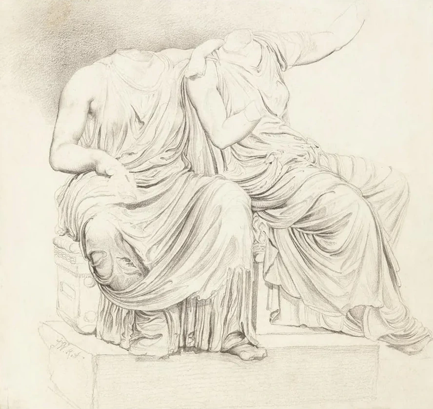 Study of Two Headless Classical Statues