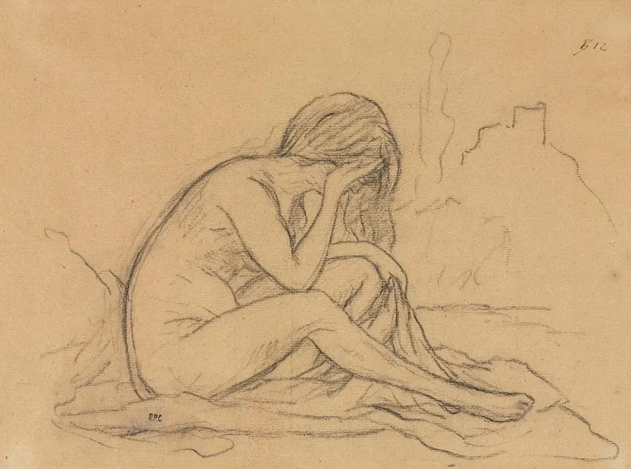 Study of a Female Nude (possibly for an Unrealized Allegorical Painting)