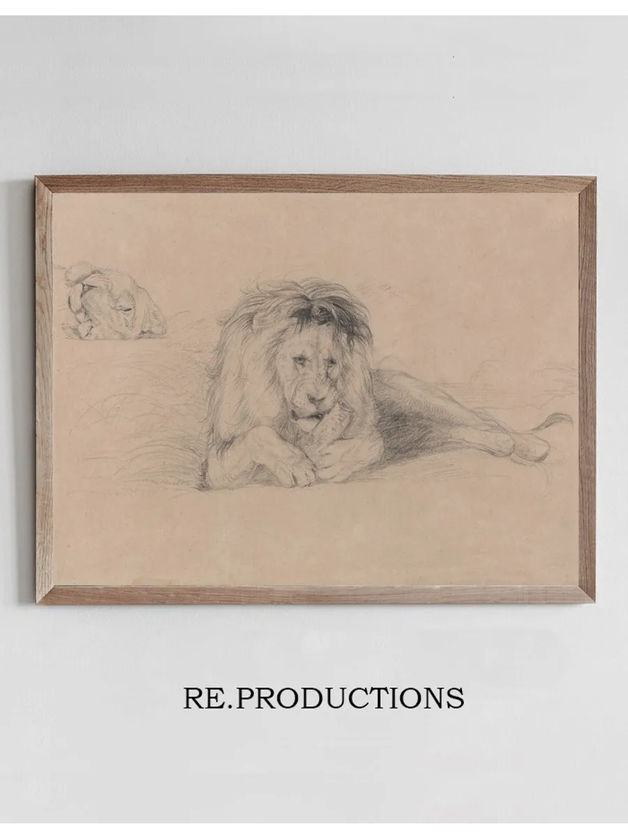 Study of a Lion and Study of a Lioness Head