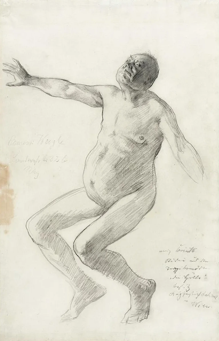 Study of a Nude Man Falling Backwards
