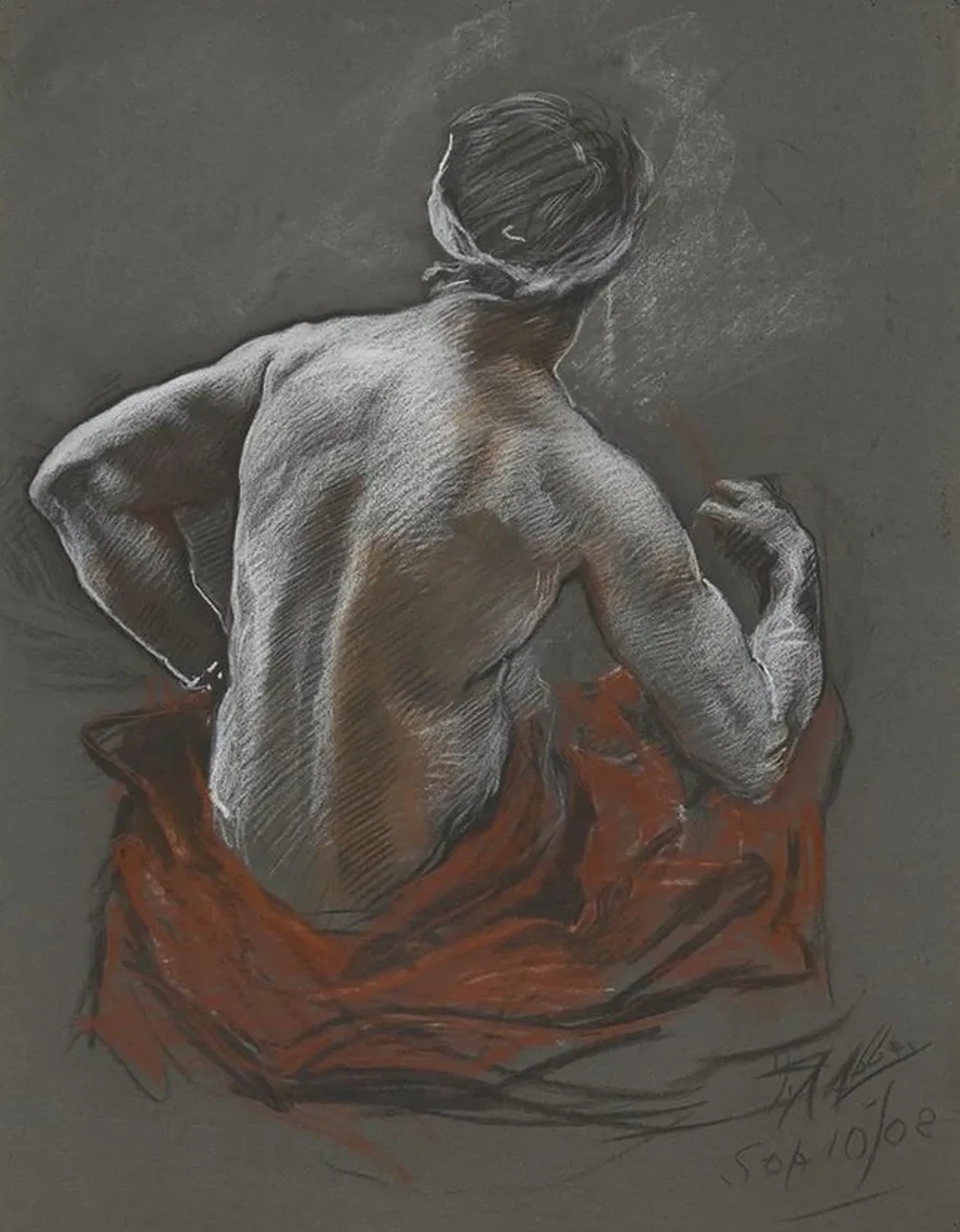 Study of a Seated Indian, Figure Study for Penn's Treaty with the Indians, Mural in the House Chamber at The's