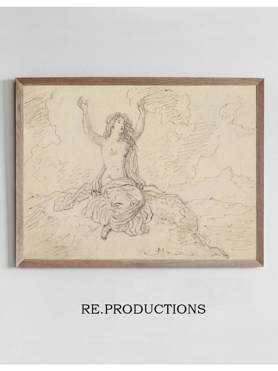Study of a Semi - Nude Woman, Sitting, with Her Arms Raised Over Her Head