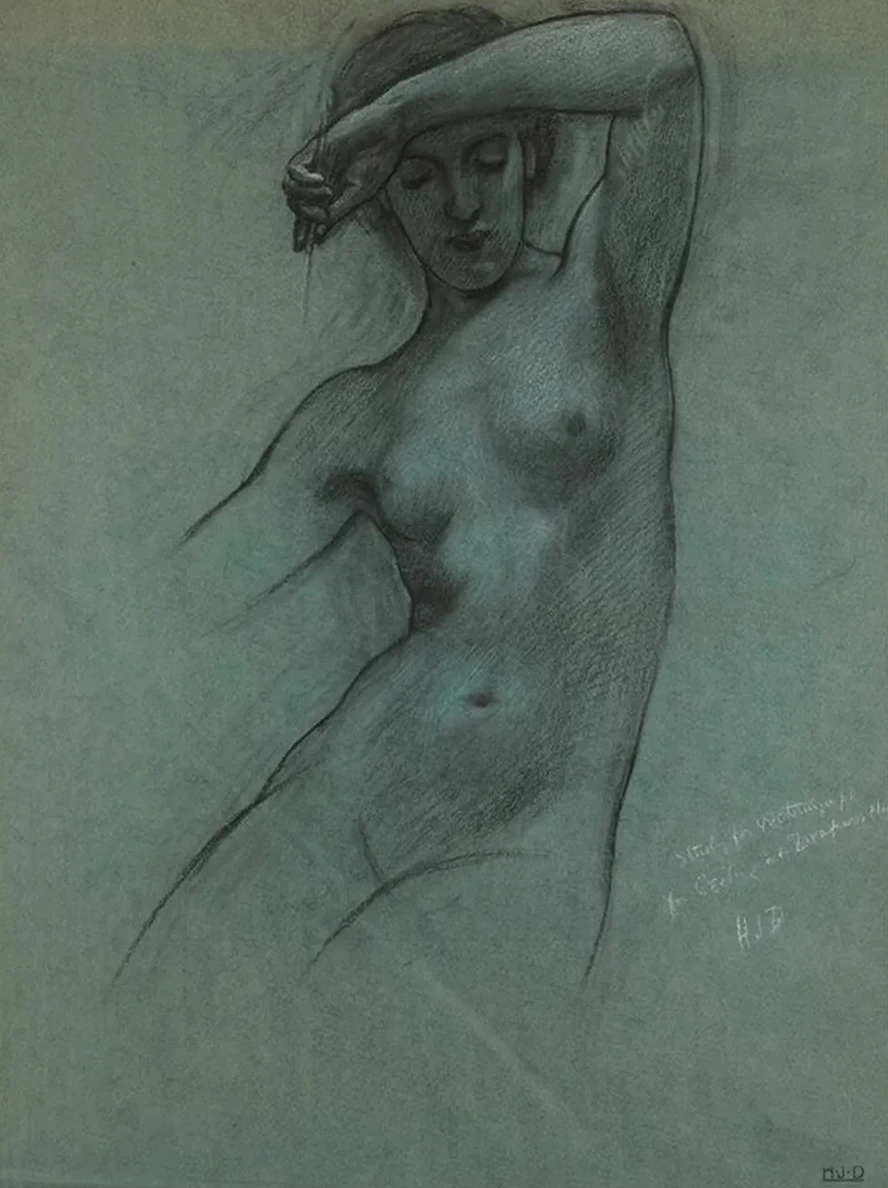 Study of a Water - Nymph for Prospero Summoning Nymphs and Deities