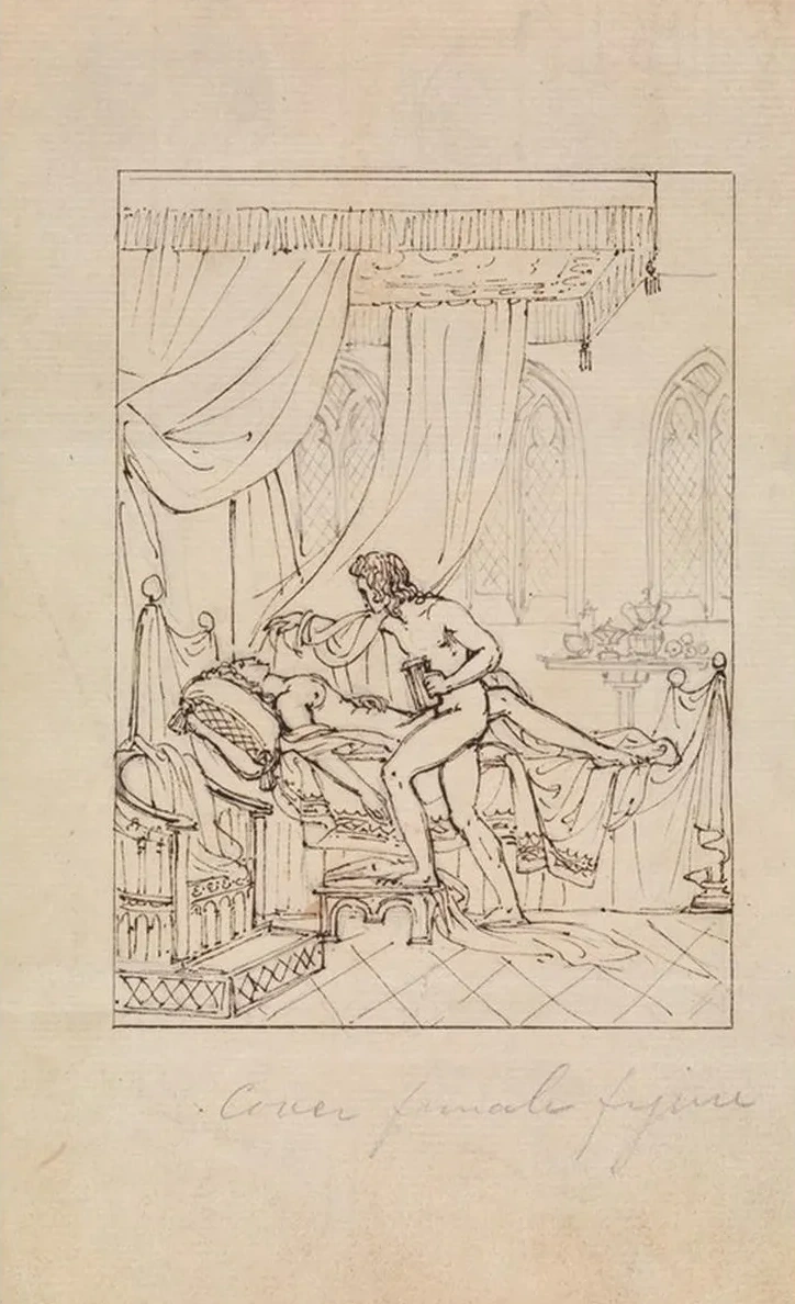 Study of a Woman Sleeping in Her Chamber and a Man Standing Over Her Bed